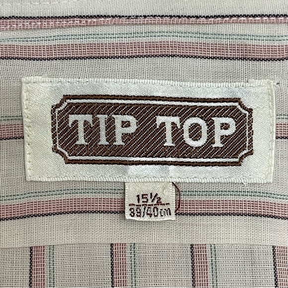 Vintage 70s Tip Top Striped Short Sleeve Button Up Shirt; Men’s 15.5; 39/40 cm - Picture 8 of 10